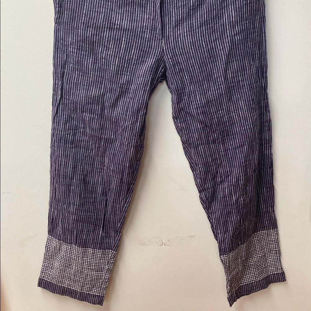 Natura blue striped pull on pants